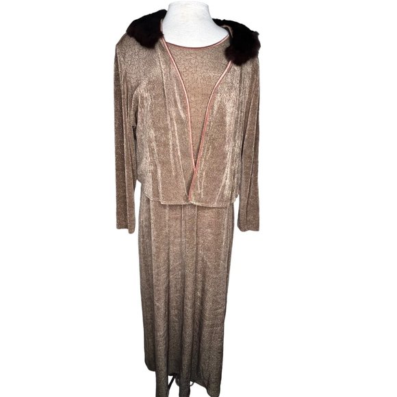 rabbit rabbit Designs 2 Piece Set Dress and Cardigan with Rabbit Fur Short Sleev - Picture 1 of 16